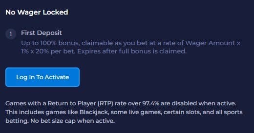 Rainbet Casino bonus Wager Locked