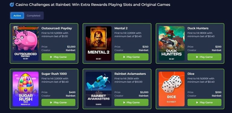 Rainbet Casino challenges